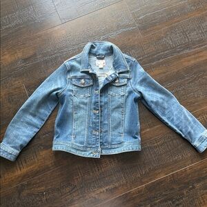 Crewcuts denim jacket with link heart appliqué on the back